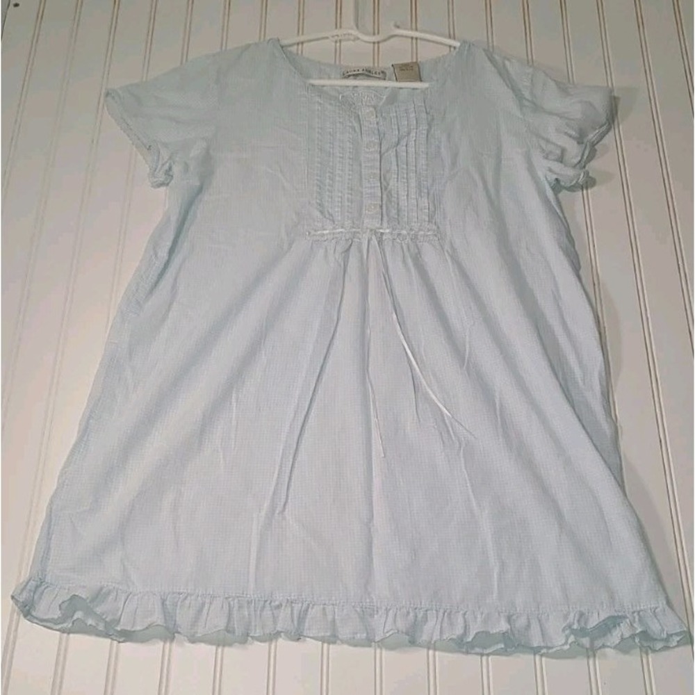 Laura Ashley 100% Cotton Nightgown M Gingham Blue Grannycore Vintage Cottagecore